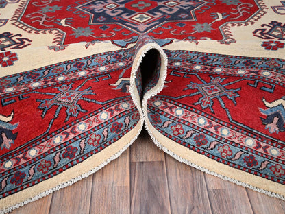 Ivory 8'10" x 11'8" Kazak Hand knotted Wool Rug - Sku: O086769