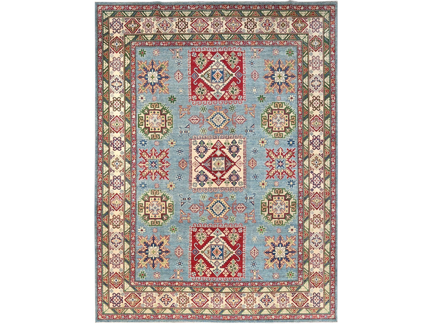 Kazak Tribal hand-knotted wool rug in Blue, 8'11" x 11'9", SKU O086770