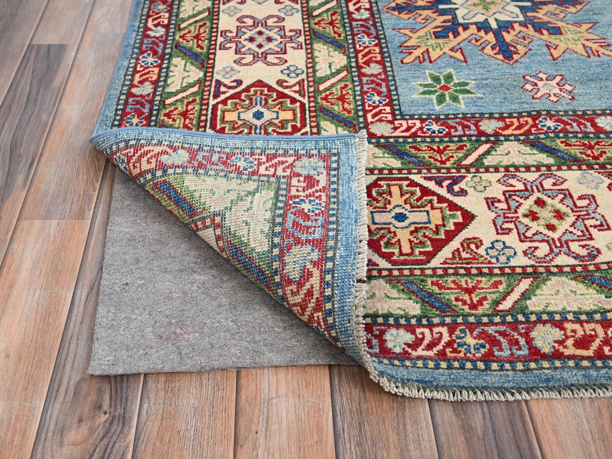 Kazak Tribal hand-knotted wool rug in Blue, 8'11" x 11'9", SKU O086770