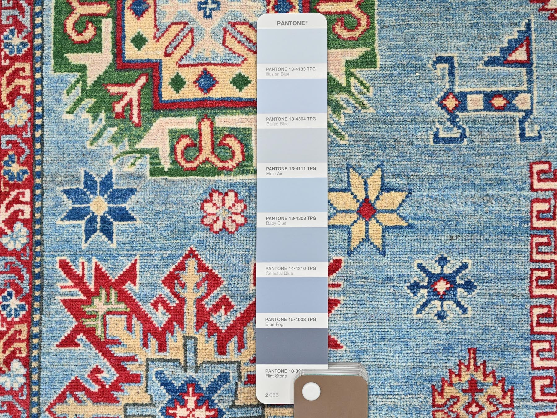 Kazak Tribal hand-knotted wool rug in Blue, 8'11" x 11'9", SKU O086770