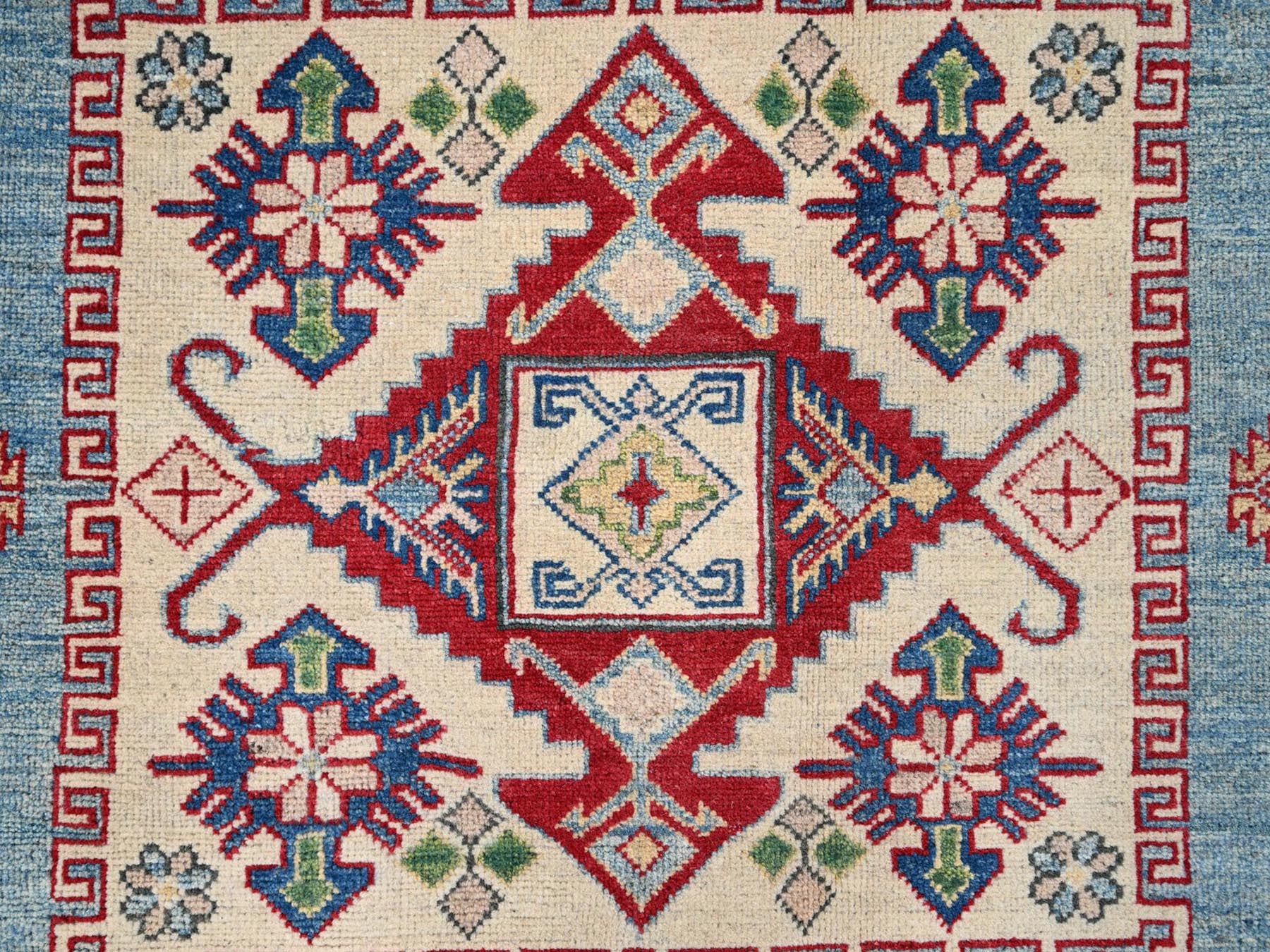 Kazak Tribal hand-knotted wool rug in Blue, 8'11" x 11'9", SKU O086770
