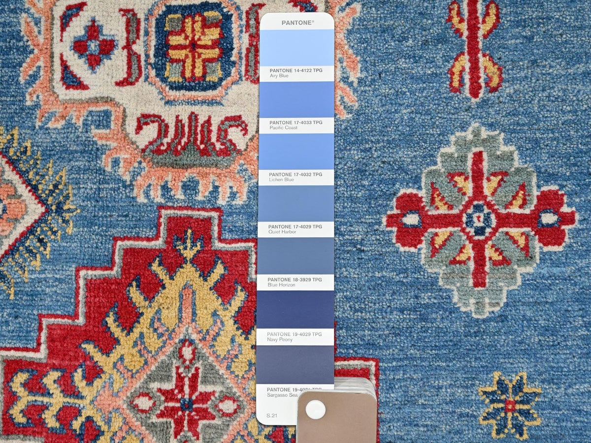 Kazak Tribal hand-knotted wool rug in Blue, 8'2" x 9'11", SKU O086778