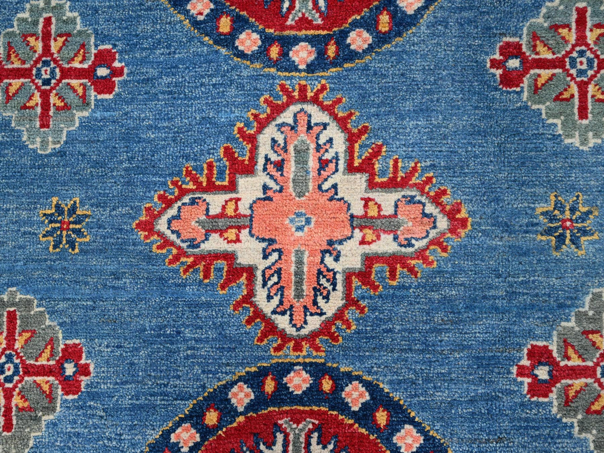 Kazak Tribal hand-knotted wool rug in Blue, 8'2" x 9'11", SKU O086778