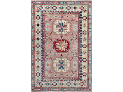 Pink 6'4" x 9'2" Tribal Hand knotted Wool Rug - Sku: O086785