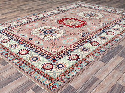 Pink 6'4" x 9'2" Tribal Hand knotted Wool Rug - Sku: O086785
