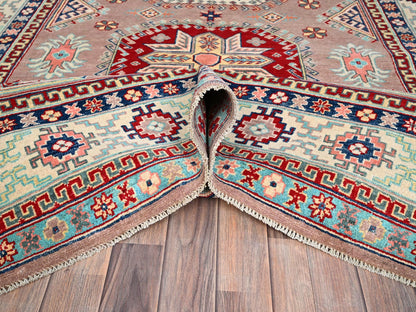 Pink 6'4" x 9'2" Tribal Hand knotted Wool Rug - Sku: O086785