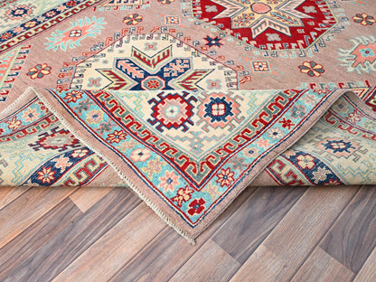 Pink 6'4" x 9'2" Tribal Hand knotted Wool Rug - Sku: O086785
