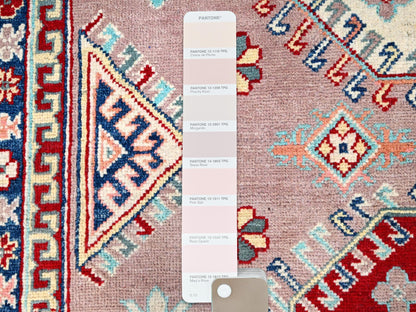 Pink 6'4" x 9'2" Tribal Hand knotted Wool Rug - Sku: O086785