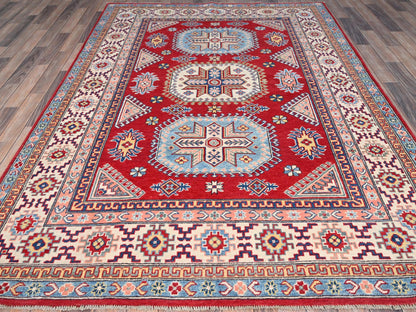 Red 6'0" x 8'9" Tribal Hand knotted Wool Rug - Sku: O086788