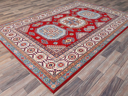 Red 6'0" x 8'9" Tribal Hand knotted Wool Rug - Sku: O086788
