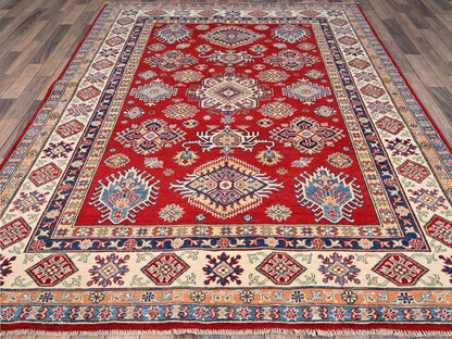 Red 6'2" x 8'9" Tribal Hand knotted Wool Rug - Sku: O086790
