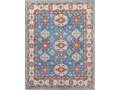Kazak Tribal hand-knotted wool rug in Blue, 7'11" x 10'1", SKU O086792
