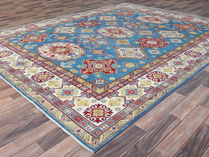 Kazak Tribal hand-knotted wool rug in Blue, 7'11" x 10'1", SKU O086792