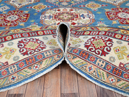 Kazak Tribal hand-knotted wool rug in Blue, 7'11" x 10'1", SKU O086792