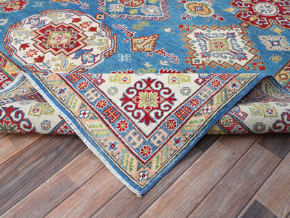 Kazak Tribal hand-knotted wool rug in Blue, 7'11" x 10'1", SKU O086792