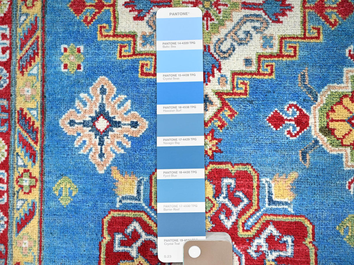 Kazak Tribal hand-knotted wool rug in Blue, 7'11" x 10'1", SKU O086792