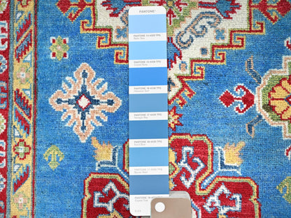 Kazak Tribal hand-knotted wool rug in Blue, 7'11" x 10'1", SKU O086792