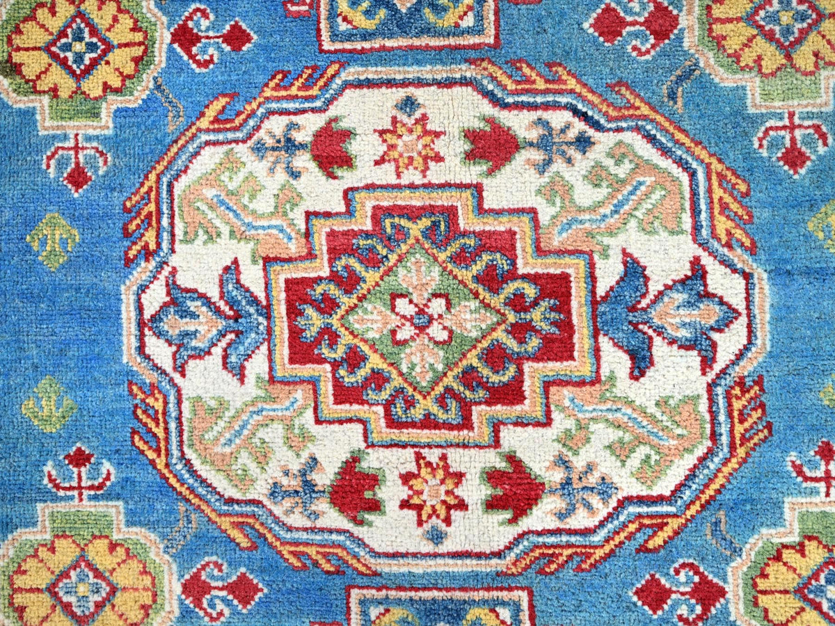 Kazak Tribal hand-knotted wool rug in Blue, 7'11" x 10'1", SKU O086792