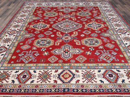 Red 8'1" x 10'0" Tribal Hand knotted Wool Rug - Sku: O086794