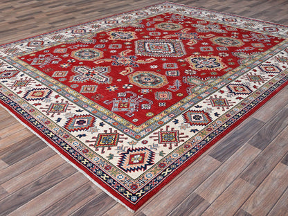 Red 8'1" x 10'0" Tribal Hand knotted Wool Rug - Sku: O086794