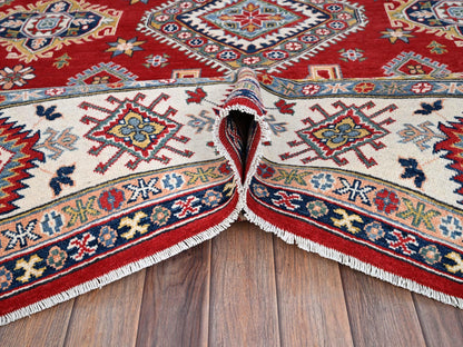 Red 8'1" x 10'0" Tribal Hand knotted Wool Rug - Sku: O086794