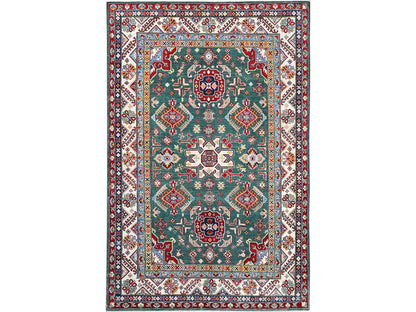 Green 6'1" x 9'2" Tribal Hand knotted Wool Rug - Sku: O086804