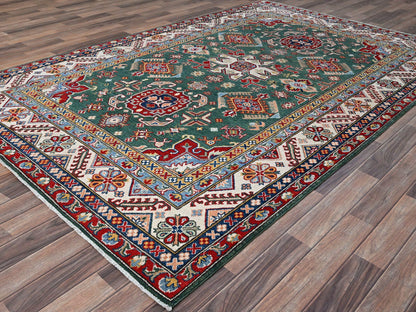 Green 6'1" x 9'2" Tribal Hand knotted Wool Rug - Sku: O086804