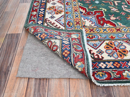 Green 6'1" x 9'2" Tribal Hand knotted Wool Rug - Sku: O086804