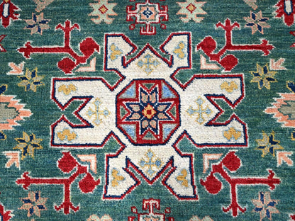 Green 6'1" x 9'2" Tribal Hand knotted Wool Rug - Sku: O086804