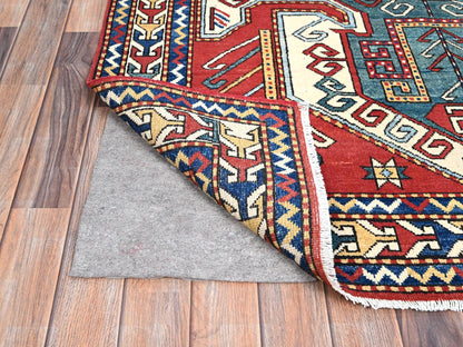 Red 5'0" x 6'6" Tribal Hand knotted Wool Rug - Sku: O086809