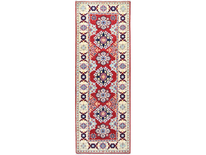 Red 2'1" x 6'0" Tribal Hand knotted Wool Rug - Sku: O086830