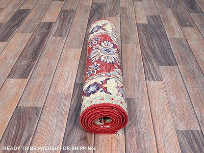 Red 2'1" x 6'0" Tribal Hand knotted Wool Rug - Sku: O086830