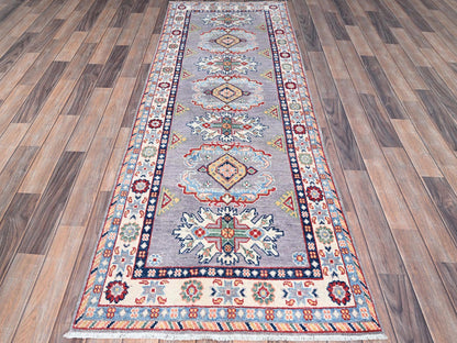 Grey 2'9" x 7'10" Tribal Hand knotted Wool Rug - Sku: O086839