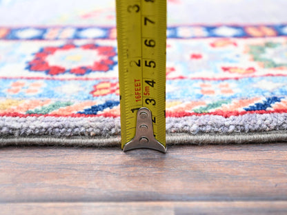 Grey 2'9" x 7'10" Tribal Hand knotted Wool Rug - Sku: O086839