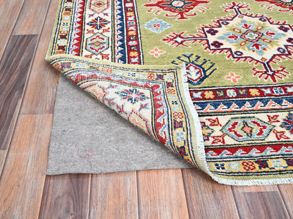 Green 4'1" x 6'2" Tribal Hand knotted Wool Rug - Sku: O086878