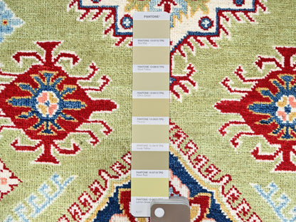 Green 4'1" x 6'2" Tribal Hand knotted Wool Rug - Sku: O086878