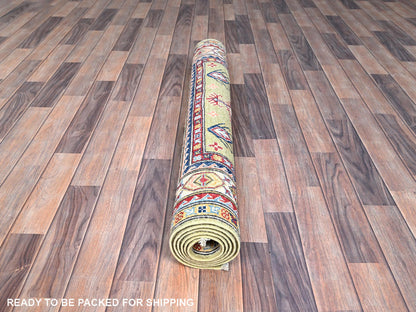 Green 4'1" x 6'2" Tribal Hand knotted Wool Rug - Sku: O086878