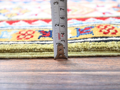 Green 4'1" x 6'2" Tribal Hand knotted Wool Rug - Sku: O086878