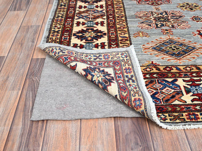 Grey 5'11" x 6'2" Tribal Hand knotted Wool Rug - Sku: O086891