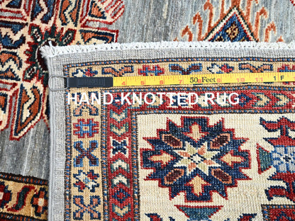 Grey 5'11" x 6'2" Tribal Hand knotted Wool Rug - Sku: O086891
