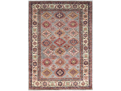 Grey 4'9" x 6'7" Tribal Hand knotted Wool Rug - Sku: O086892