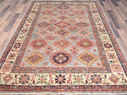 Grey 4'9" x 6'7" Tribal Hand knotted Wool Rug - Sku: O086892