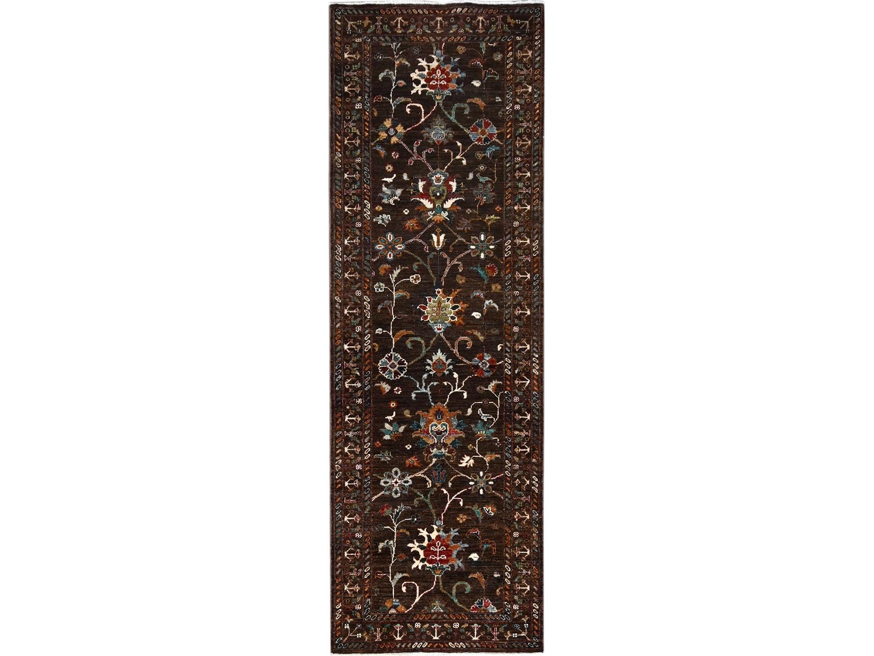 Brown 2'8" x 8'6" Tribal Hand knotted Wool Rug - Sku: O086895