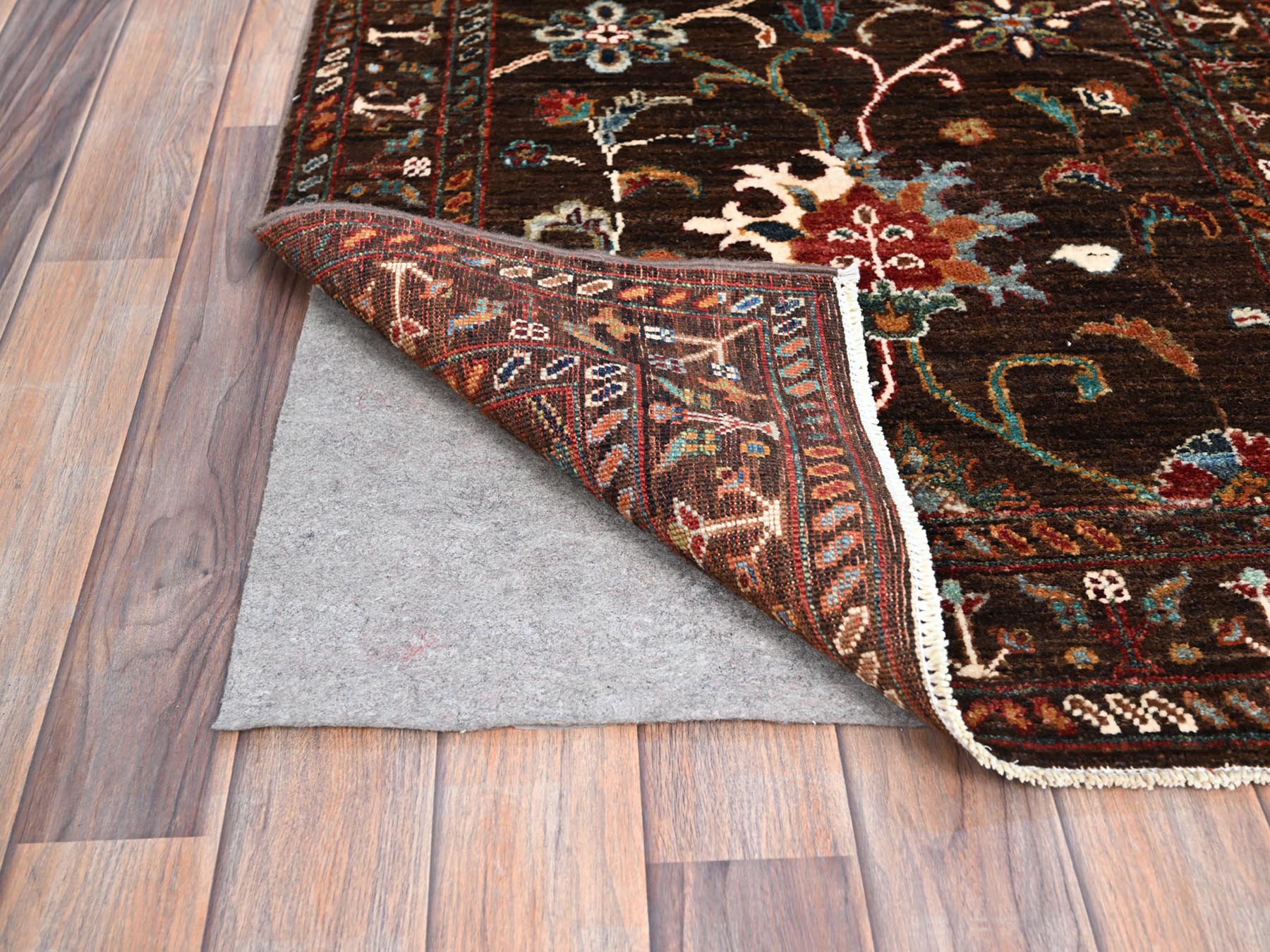 Tribal hand-knotted wool runner in Brown, 2'8" x 8'6", SKU O086895