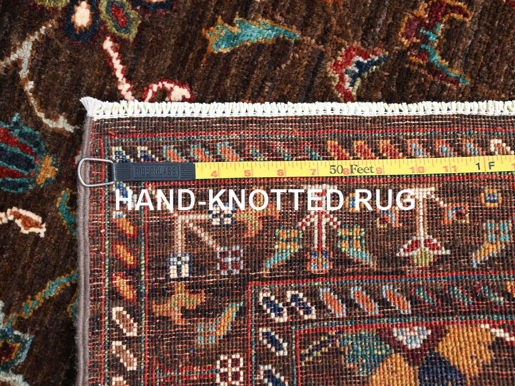 Tribal hand-knotted wool runner in Brown, 2'8" x 8'6", SKU O086895