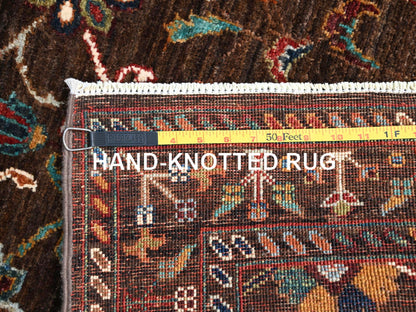 Tribal hand-knotted wool runner in Brown, 2'8" x 8'6", SKU O086895