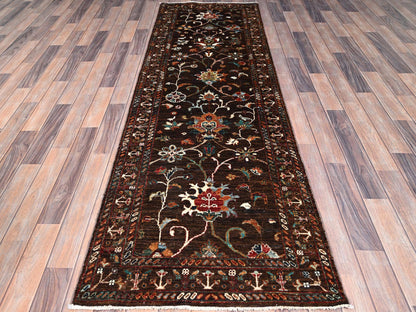 Brown 2'8" x 8'5" Tribal Hand knotted Wool Rug - Sku: O086897