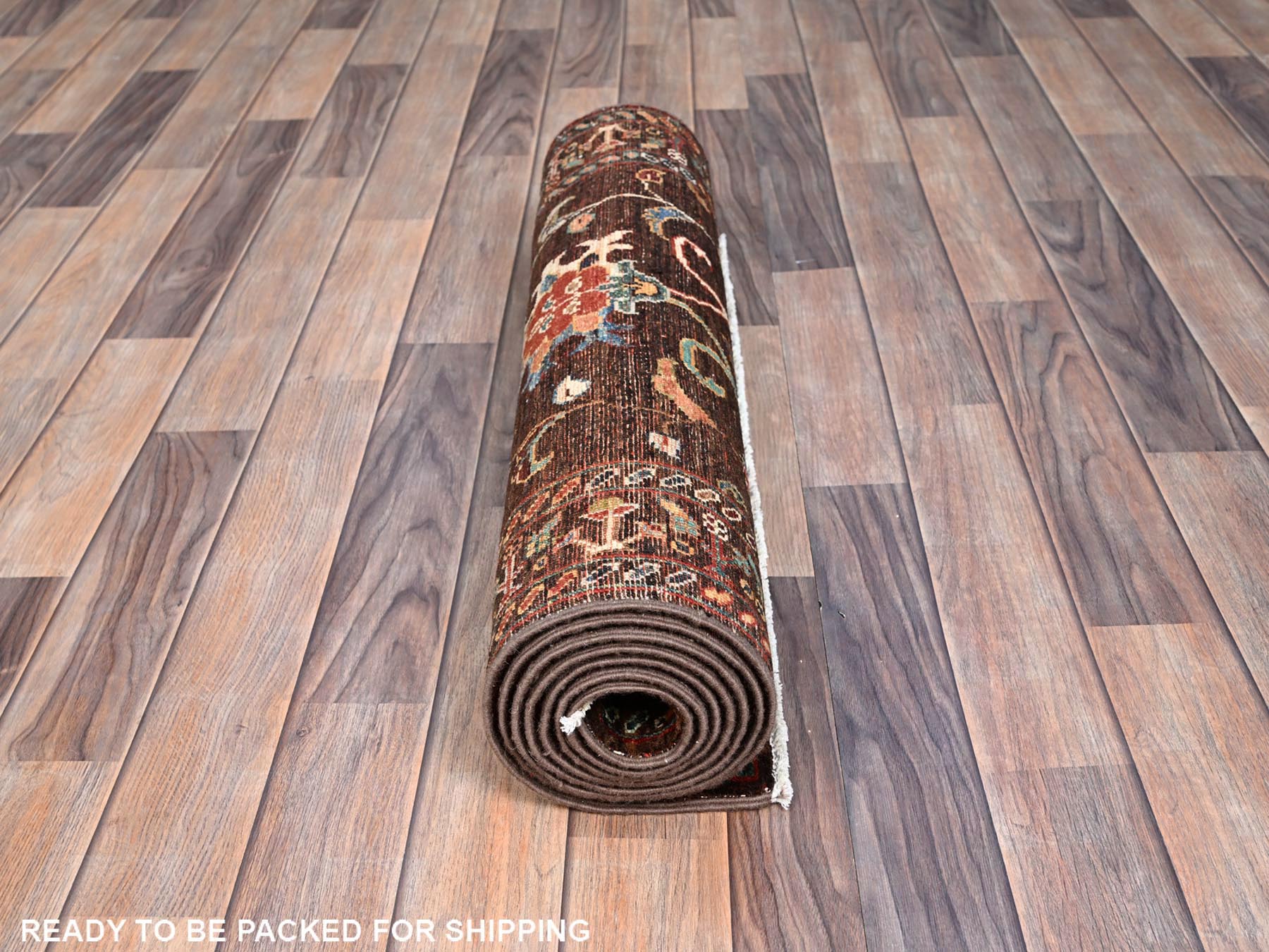 Tribal hand-knotted wool runner in Brown, 2'8" x 8'5", SKU O086897