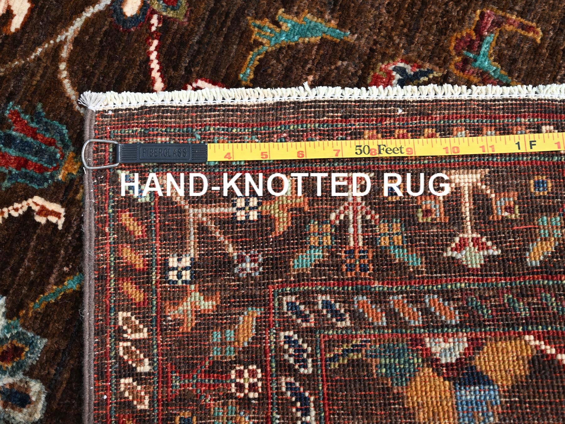 Tribal hand-knotted wool runner in Brown, 2'8" x 8'5", SKU O086897
