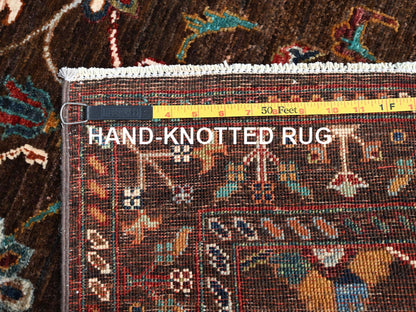 Tribal hand-knotted wool runner in Brown, 2'8" x 8'5", SKU O086897